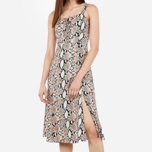 Express snake print dress midi - flowy with slit